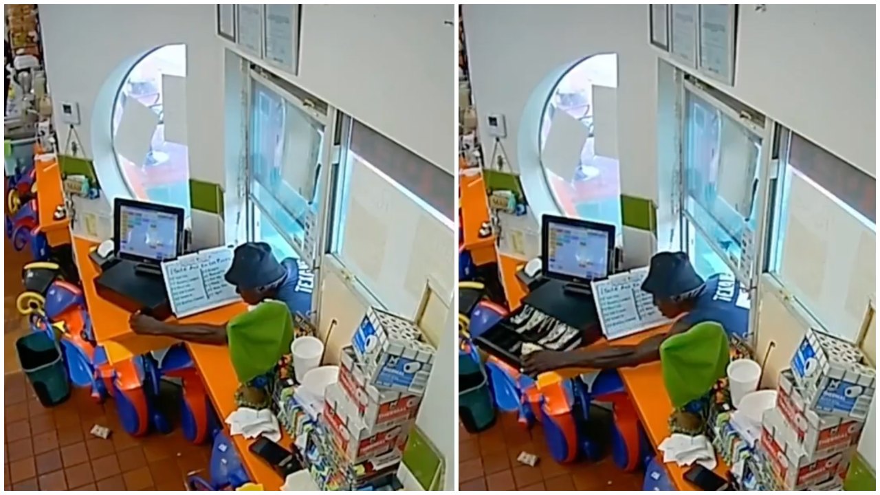 Guy Caught Stealing Cash From Register With Key Still Inside