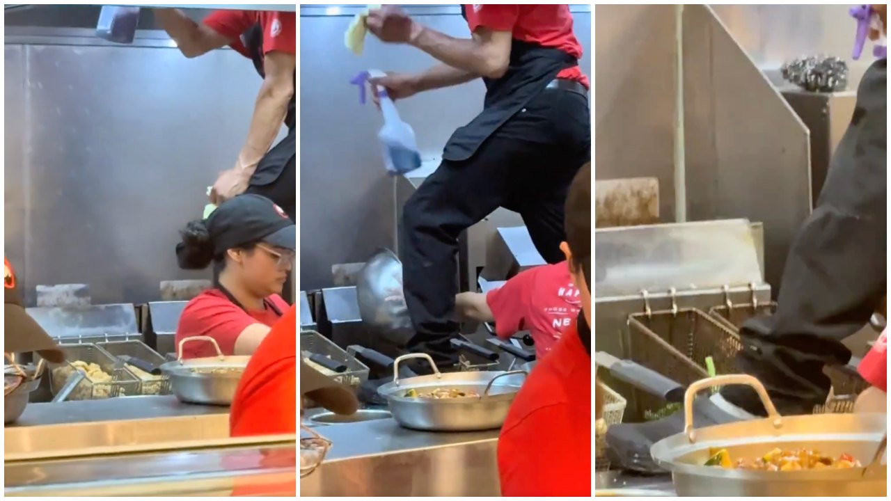 Panda Express Worker Appears to Spray Cleaner Over Food