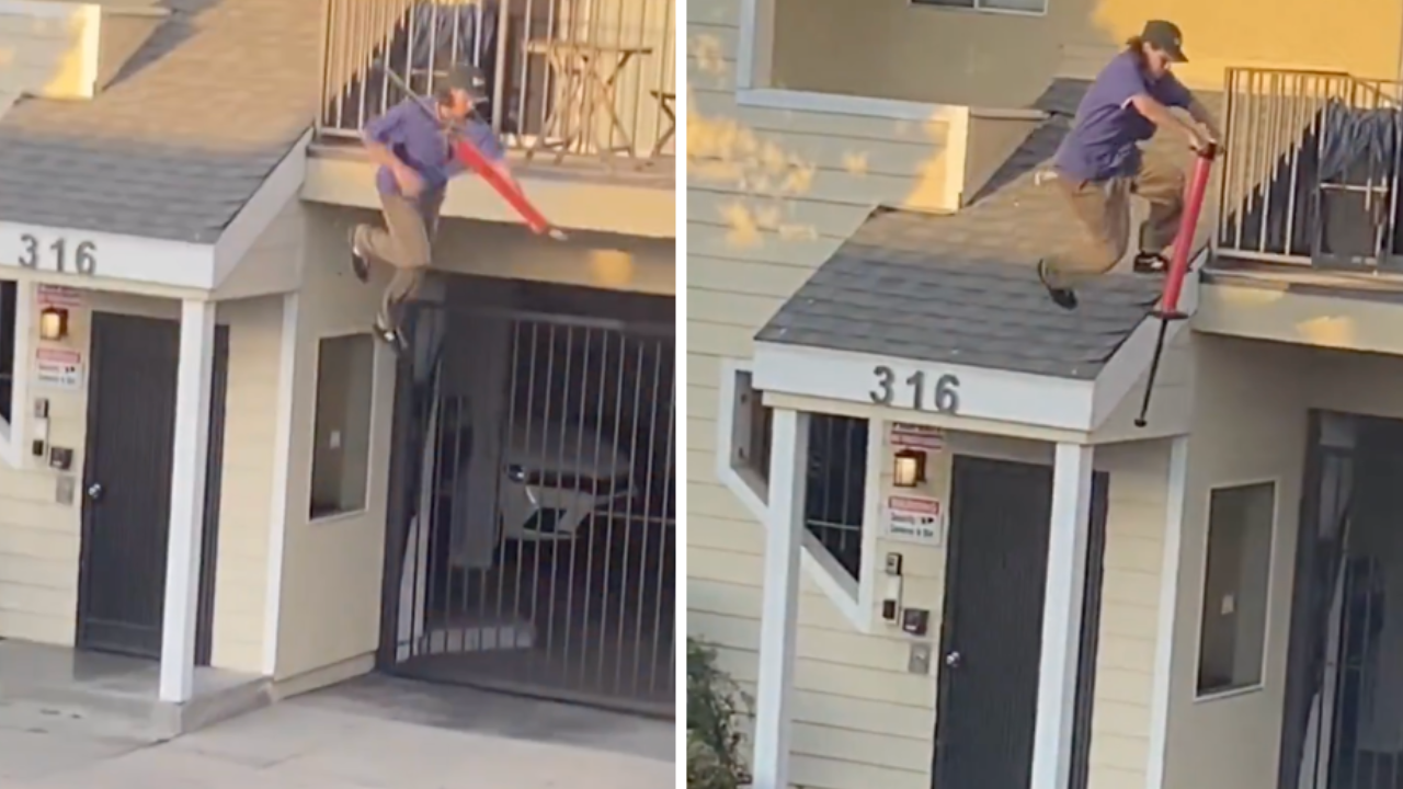 Man’s Incredible Pogo Stick Tricks Go Viral After He Hops Onto Rooftops—’He’s Keeping the Craft Alive’