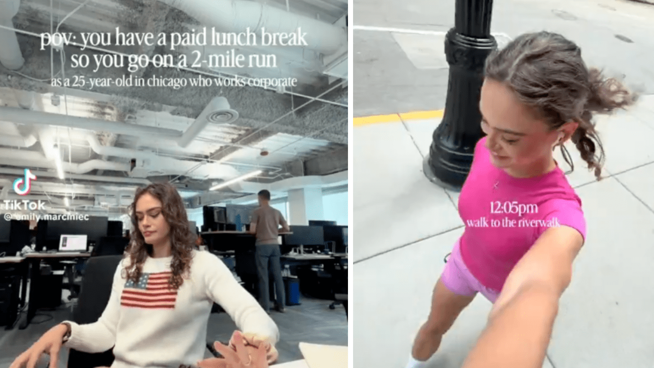 Corporate Woman Spends Her Lunch Hour Getting Exercise in Instead of Treating It Like a Real Break