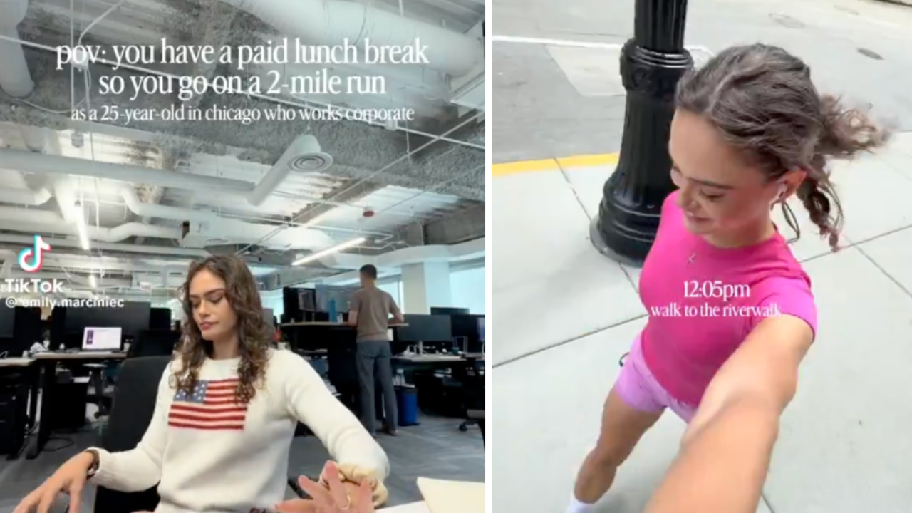 Corporate Woman Spends Her Lunch Hour Getting Exercise in Instead of Treating It Like a Real Break