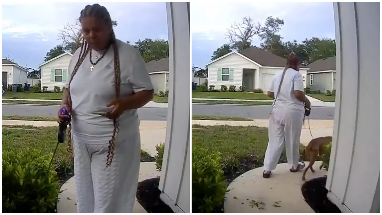 Woman Caught on Ring Camera Letting Dog Allegedly Use Neighbor's Porch as Bathroom