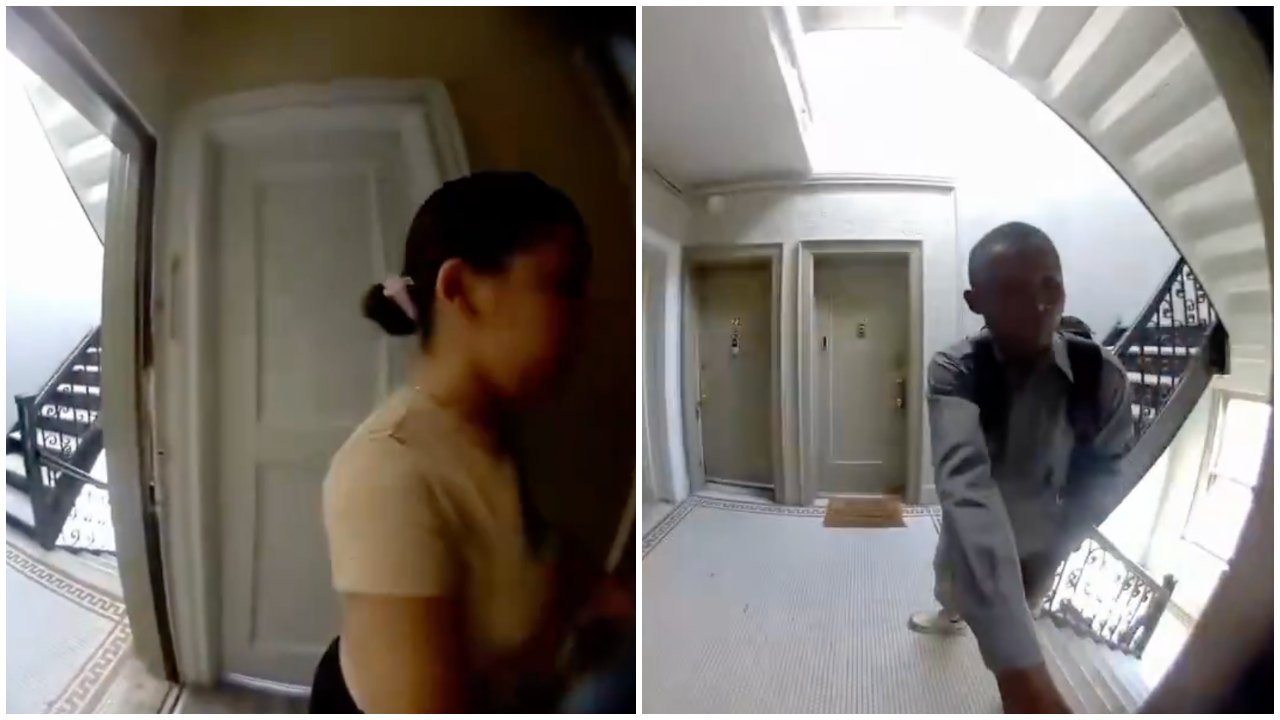 Woman Locks Door Seconds Before Man Reaches Apartment