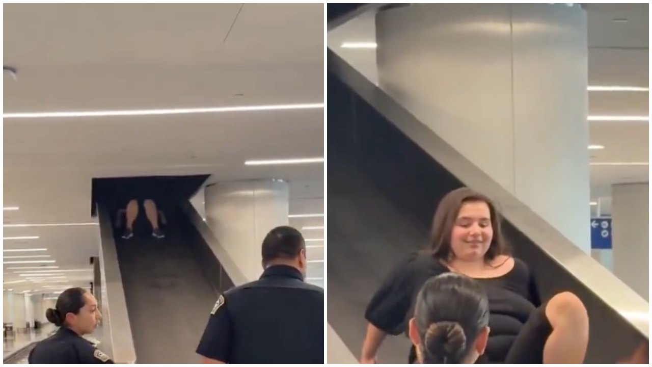 Woman Won’t Get Off LAX Luggage Belt Until Officer Tries This