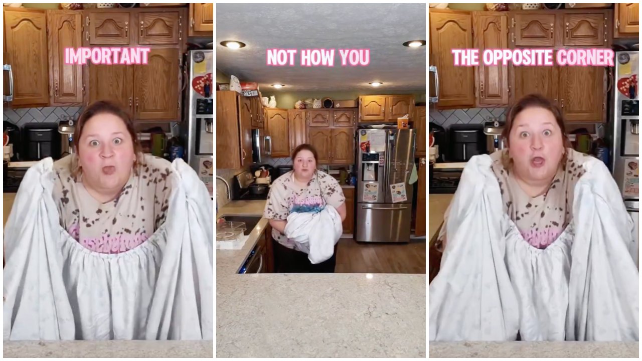 Woman's Fitted Sheet Tutorial Goes Viral