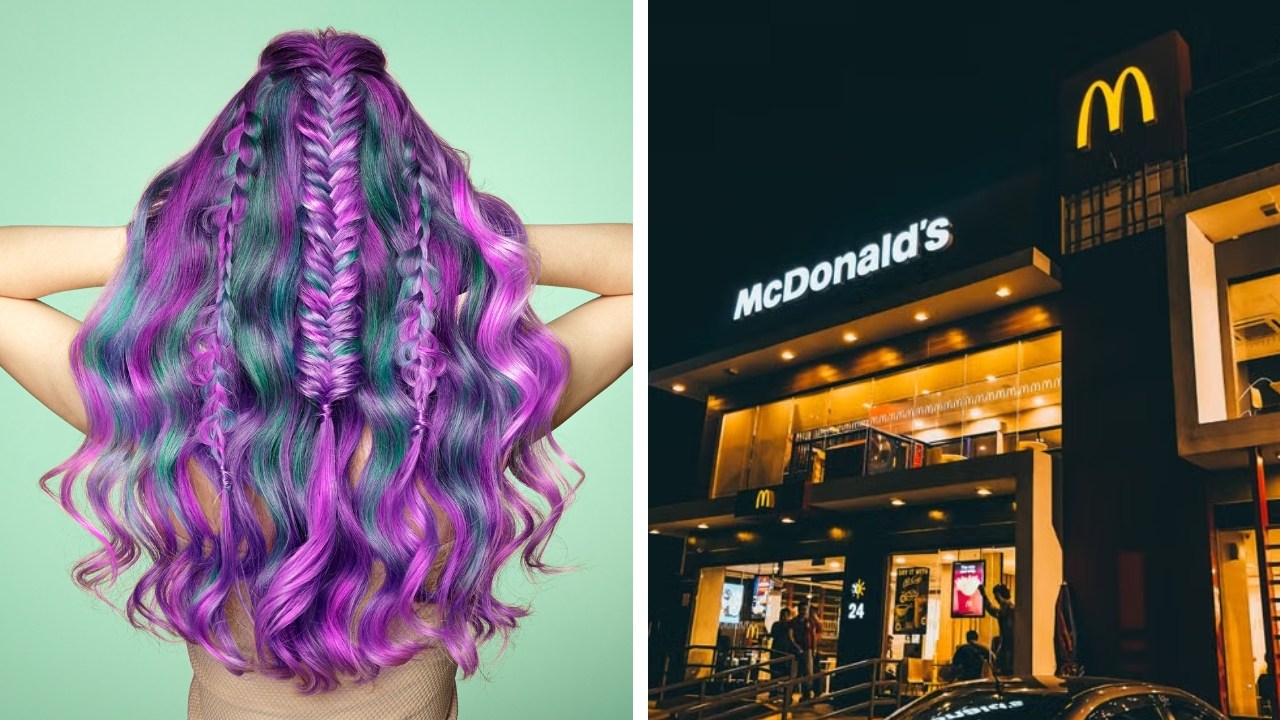 McDonald's worker with super-long purple and pink braids sparks online backlash.