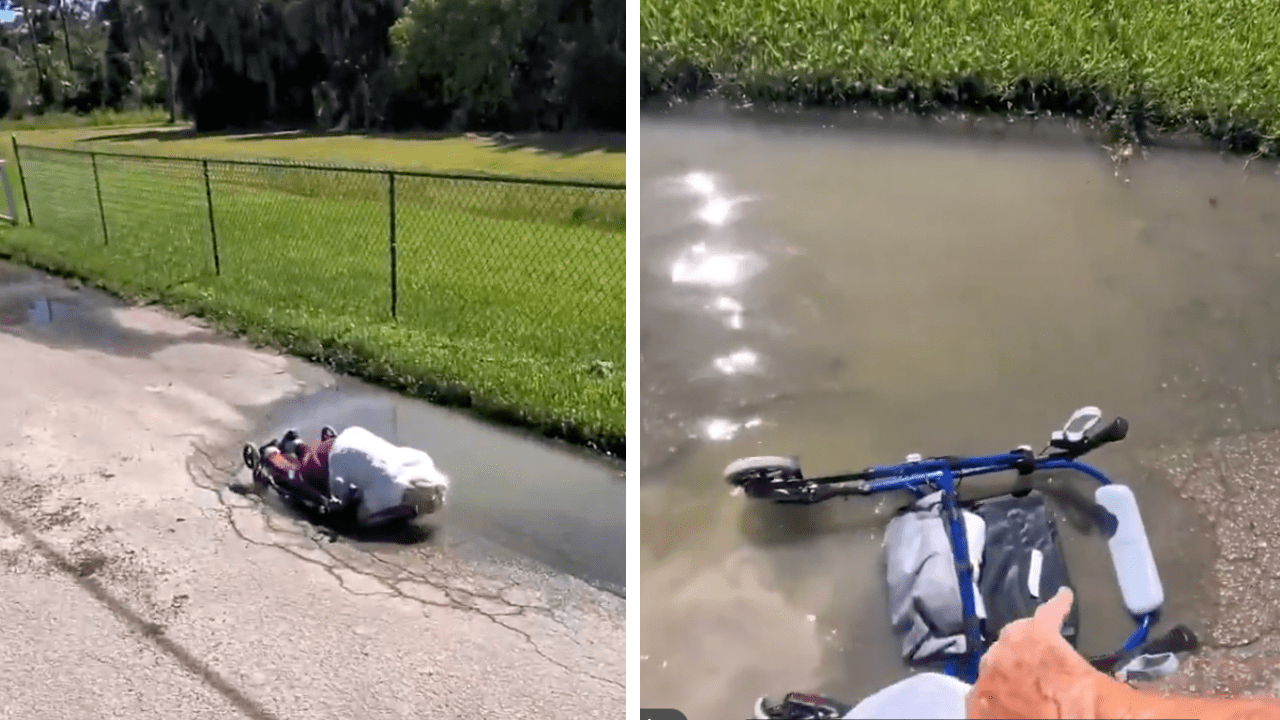 Man Finds Elderly Woman Facedown in Puddle and Rushes to Help Her--"I Got You"