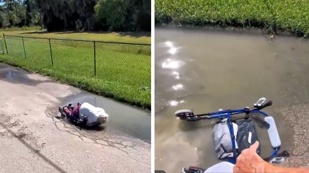 Man Finds Elderly Woman Facedown in Puddle and Rushes to Help Her--"I Got You"