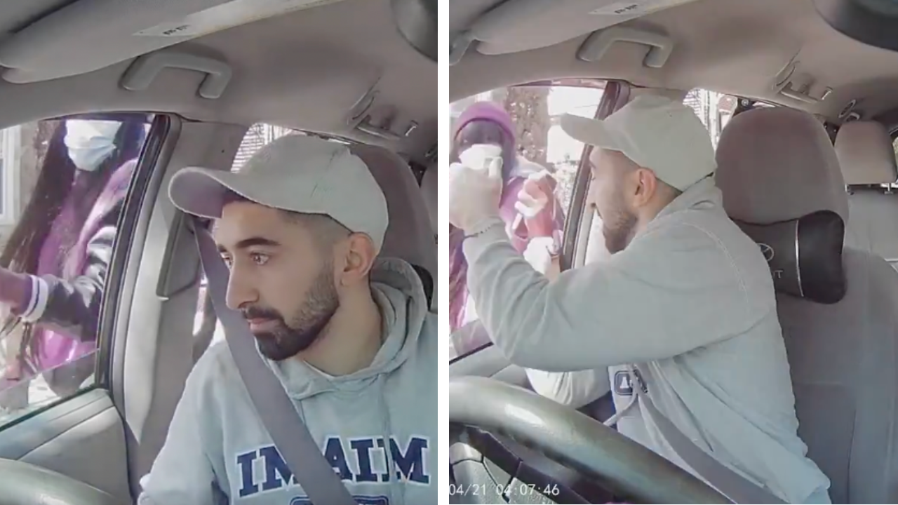 Woman Snatches Rideshare Man's Phone Through Open Window