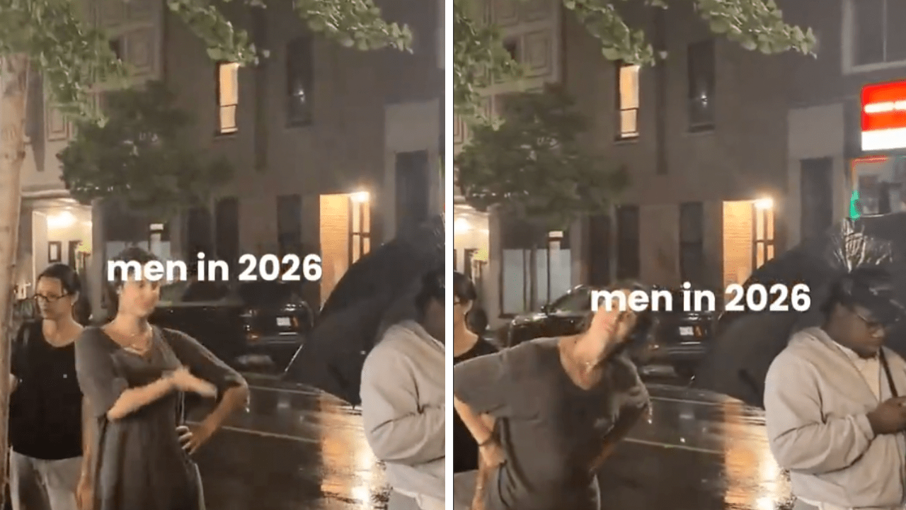 Viral Video Shows Woman Questioning Man Over His Umbrella