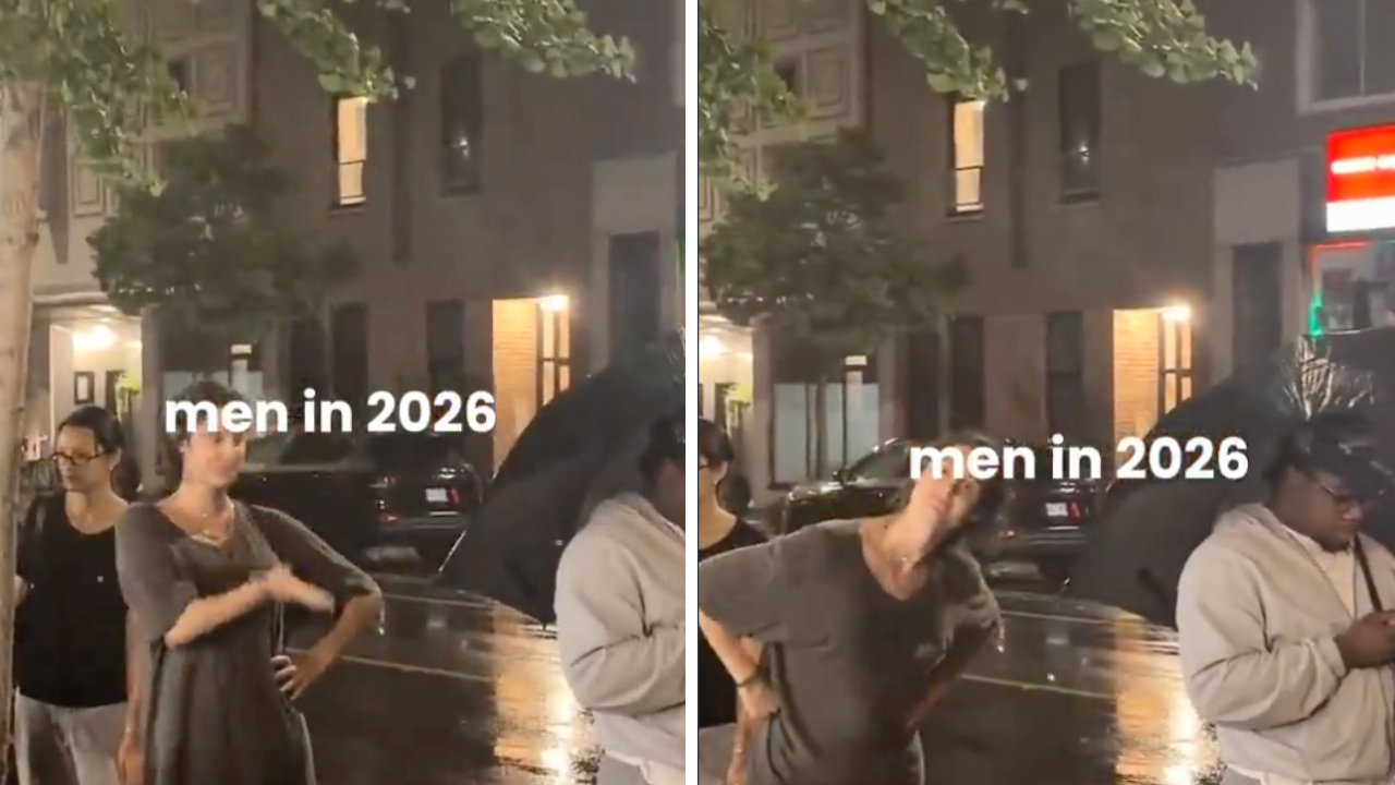Viral Video Shows Woman Questioning Man Over His Umbrella