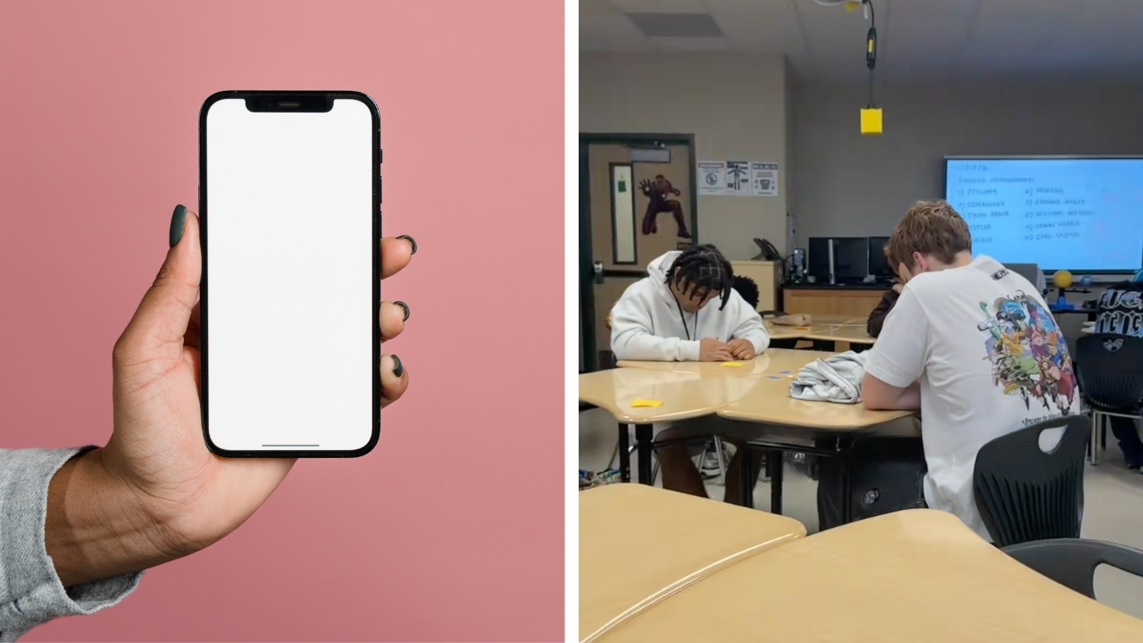 High School student shared a viral clip of her friends on the third day of their senior year, focused on their phones.