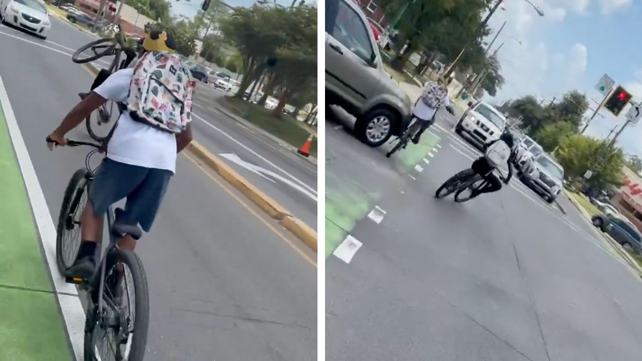 Mom blamed the driver after he accidentally ran into her son who was in the middle of stunts on the road.