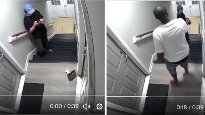 Woman Got Caught in 4K Trying to Steal This Man's Food Delivery from his Front Door