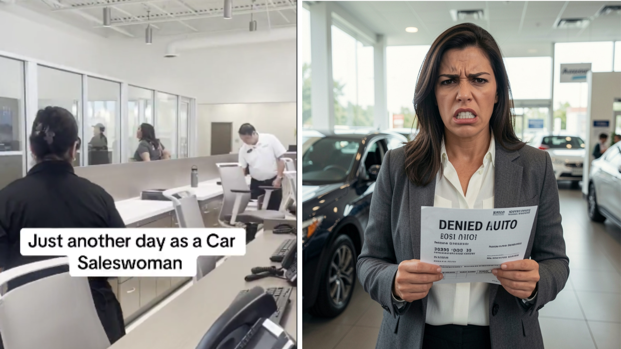 This Woman's Reaction was Belligerent After Being Denied Approval of a Vehicle at a Car Dealership