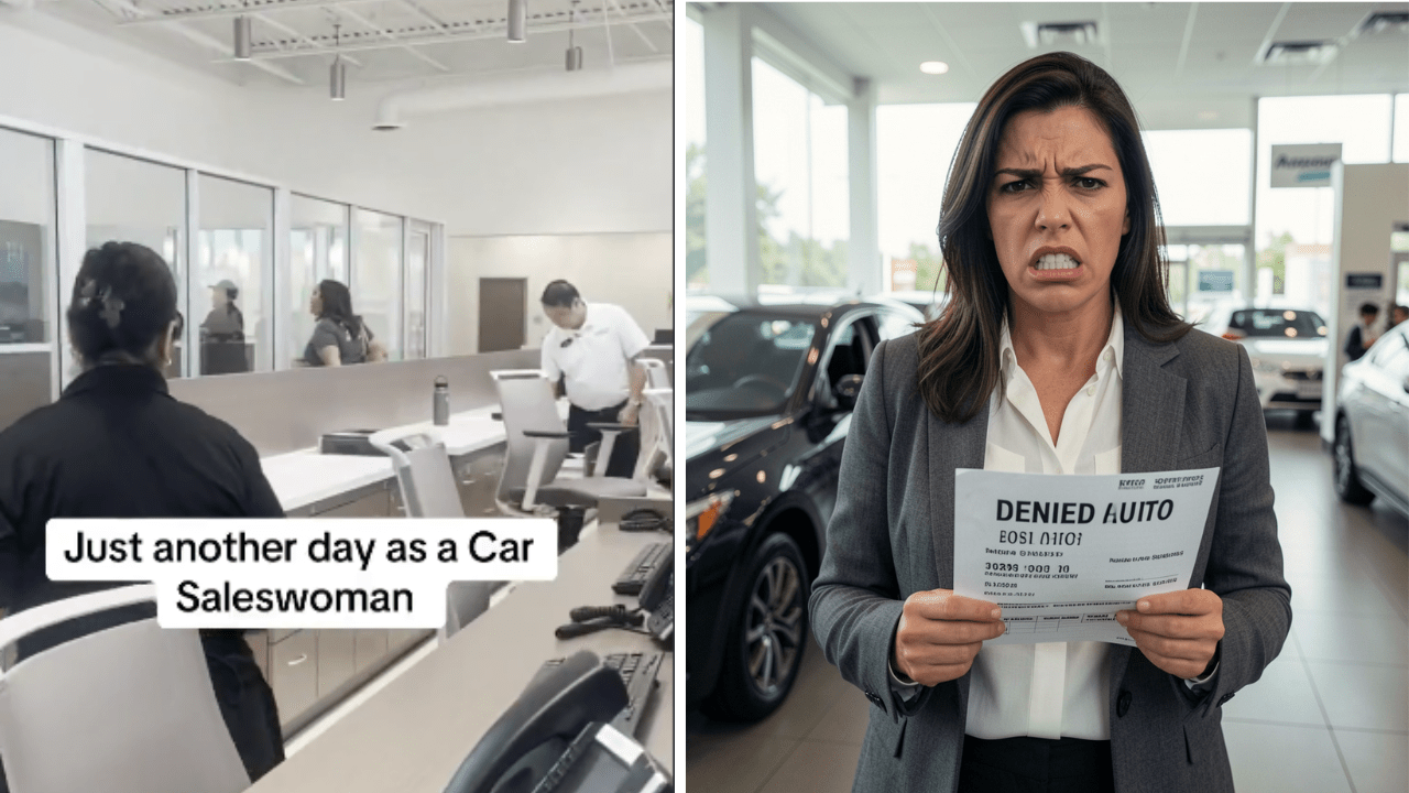 This Woman's Reaction was Belligerent After Being Denied Approval of a Vehicle at a Car Dealership