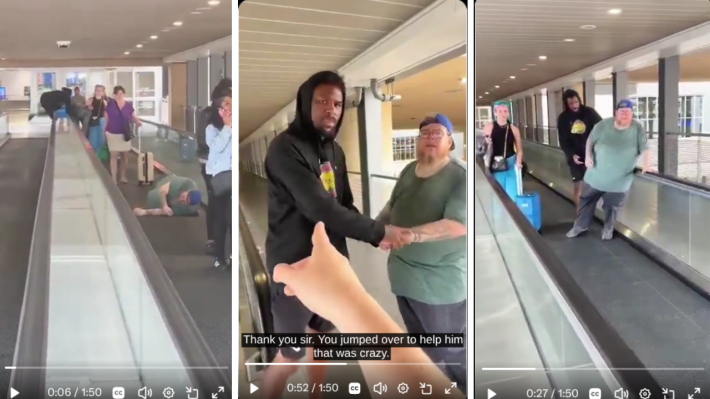 After He Fell at the Airport, Everyone Walked Past Except This Man Who Ran to Help Him Up