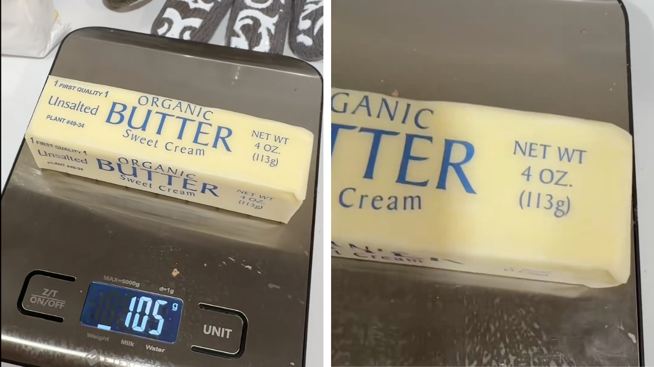 Woman fumes after organic butter weighed differently on scale.