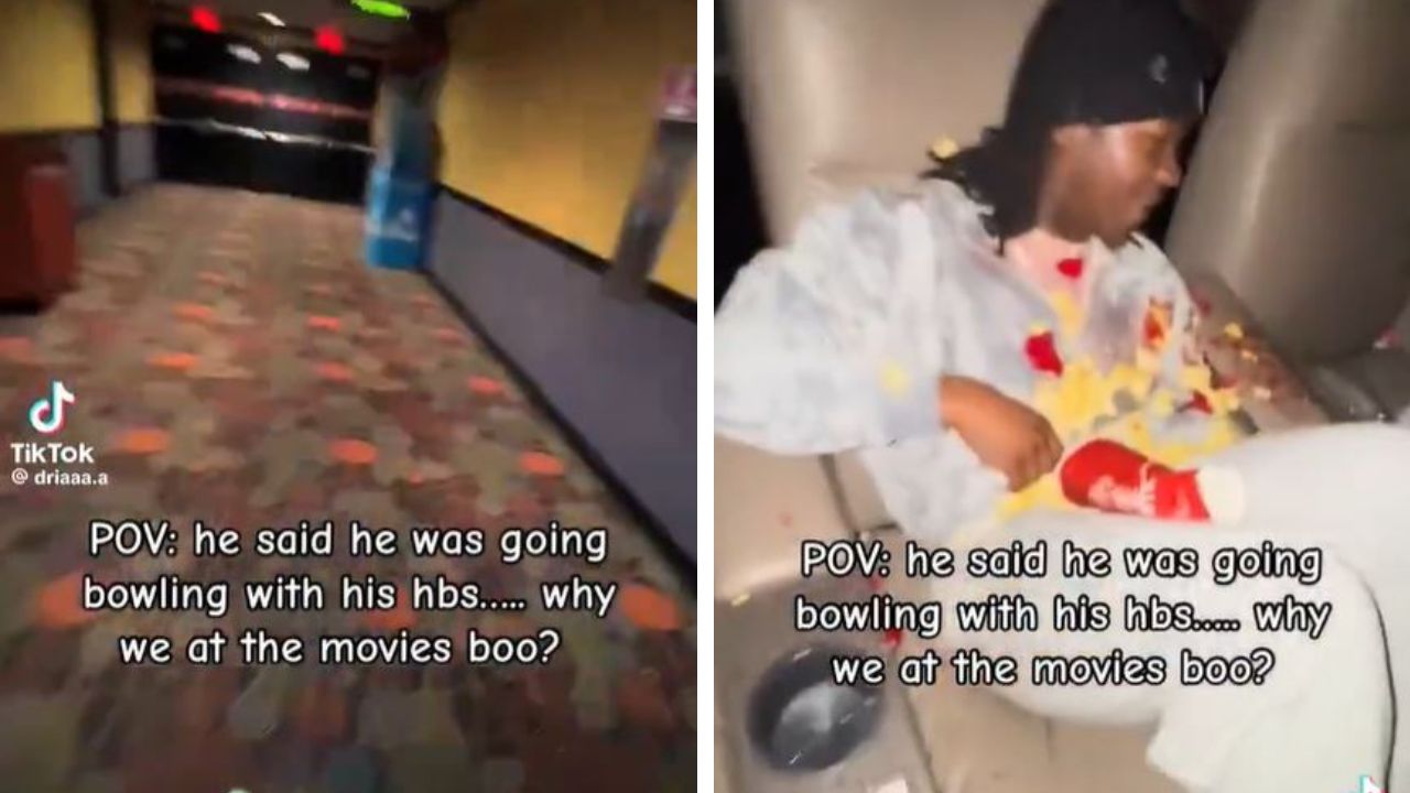 TikToker catches boyfriend at movie theater cheating.