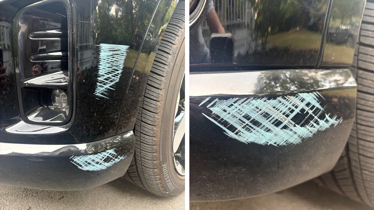 Cross-hatch marks on car puzzle the owner.