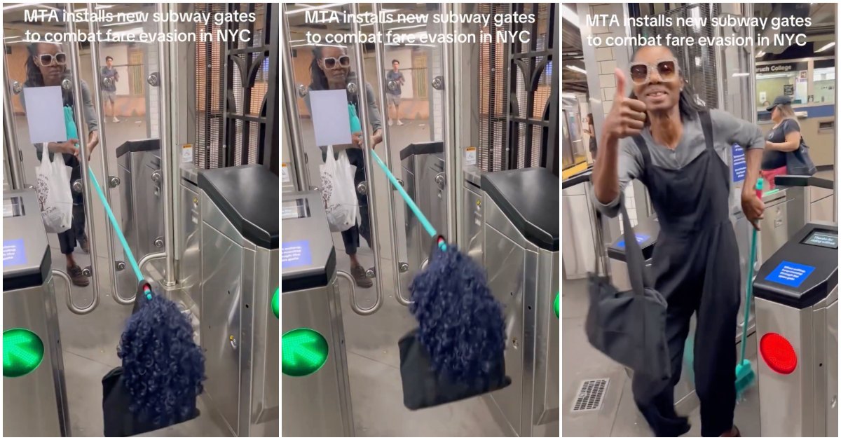 Woman Tries to Fool NYC Subway Gates With a Wig and Broom
