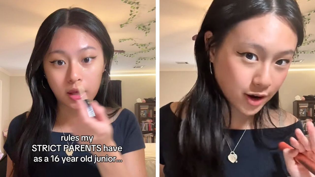 TikTok creator Mei discusses her household rules in a get-ready-with-me video.