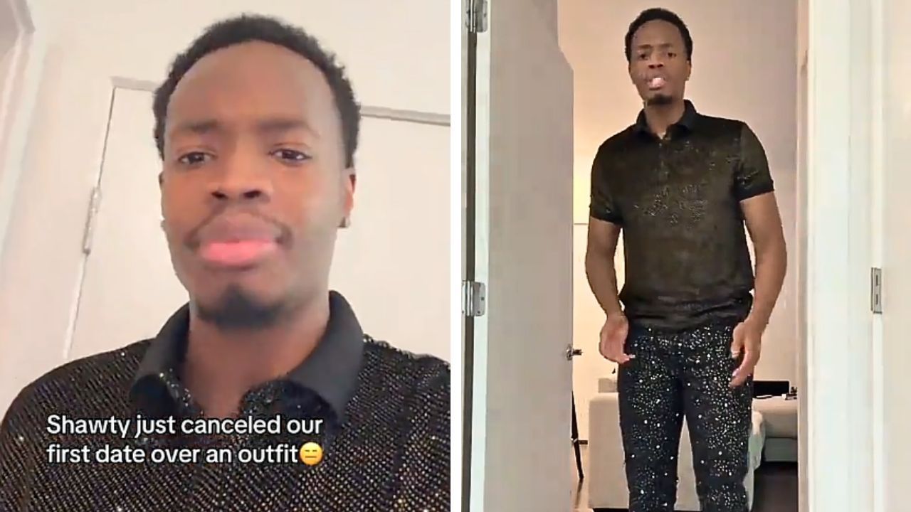 TikToker Wunder shows the sparkly outfit he says led a woman to cancel their first date.
