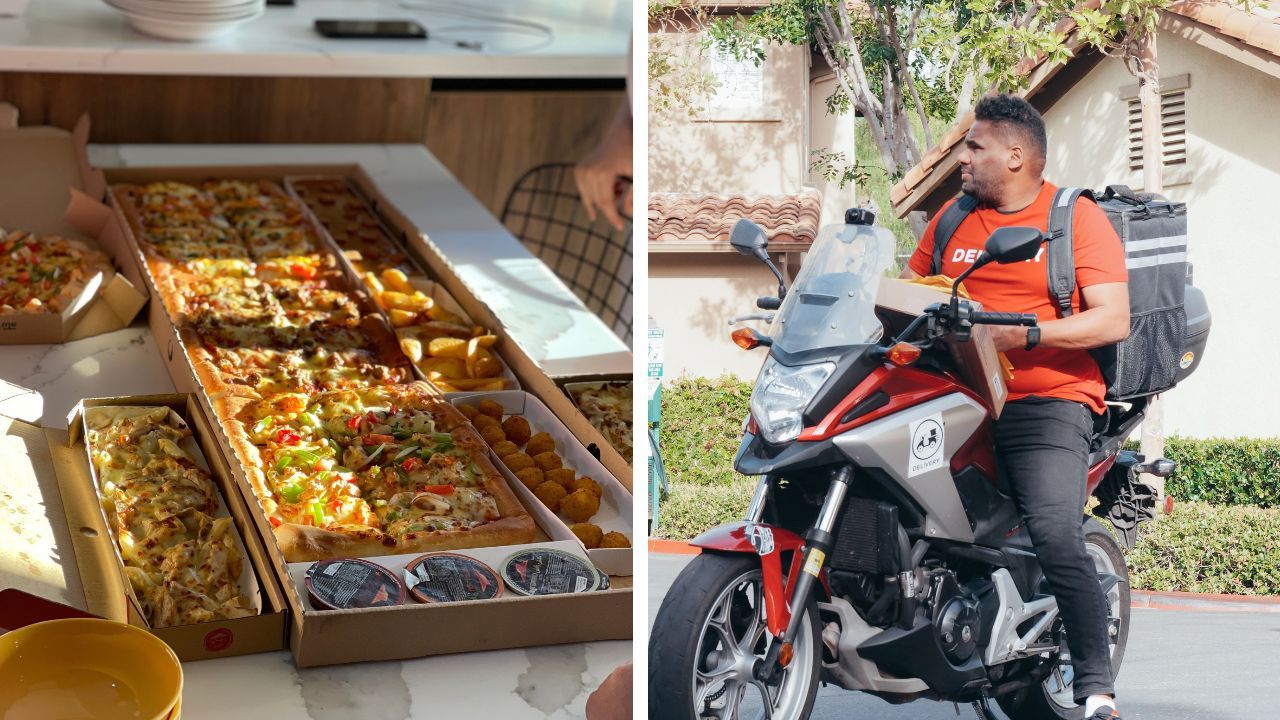 Pizza Hut employee bars DoorDash delivery.