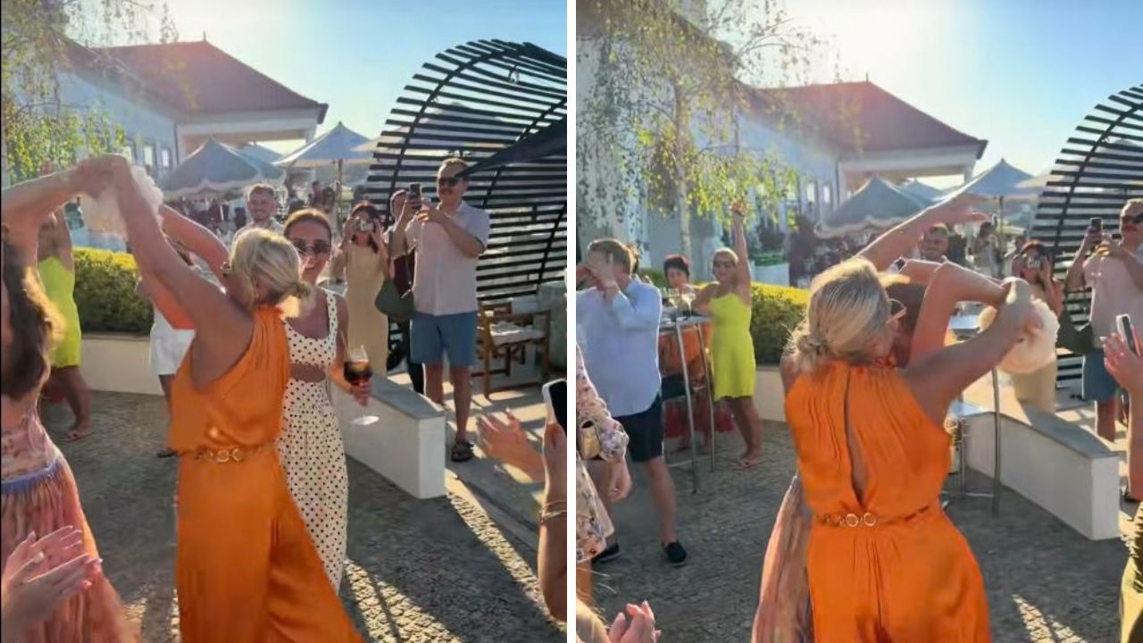 Wedding guest’s aggressive bouquet catch goes viral.