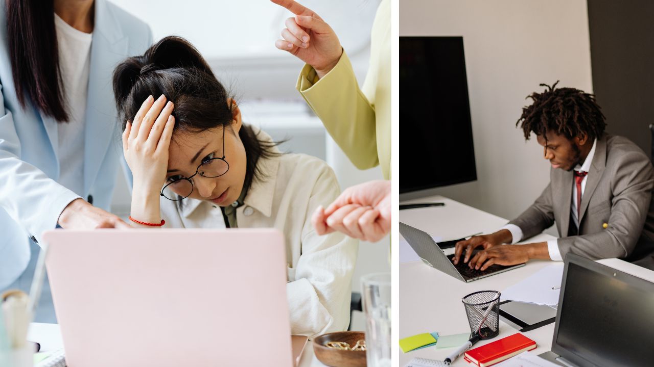 Employees using laptops to highlight the everyday communication habits that can shape office culture.