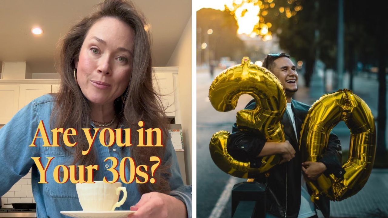 TikTok creator Jennifer Latch (L) encourages people in their 30s (R) to stop comparing their progress with others and focus on their own goals.