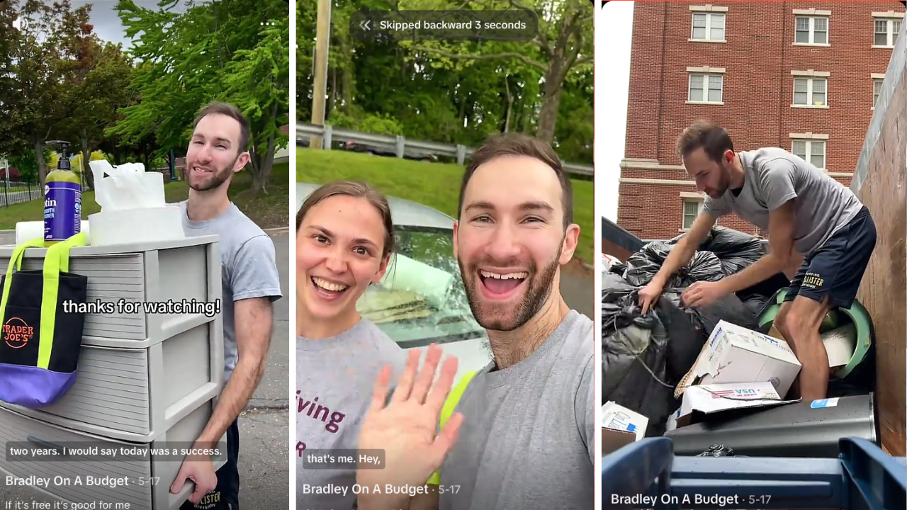 TikToker Finds Free Items Dumpster Diving on College Campus