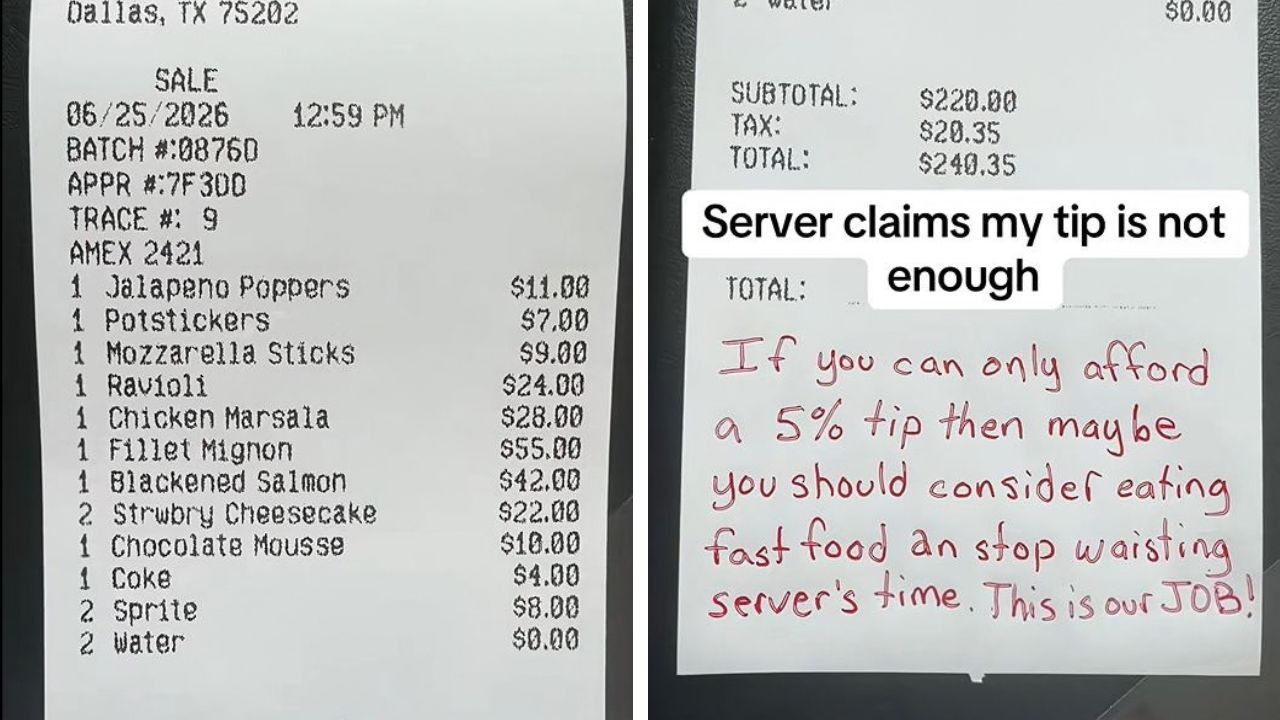 Server leaves a note for TikToker.