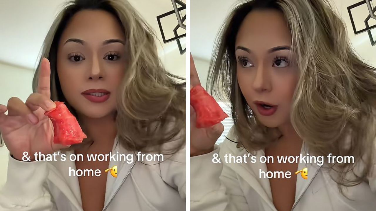 A woman talks about the perks of working from home.
