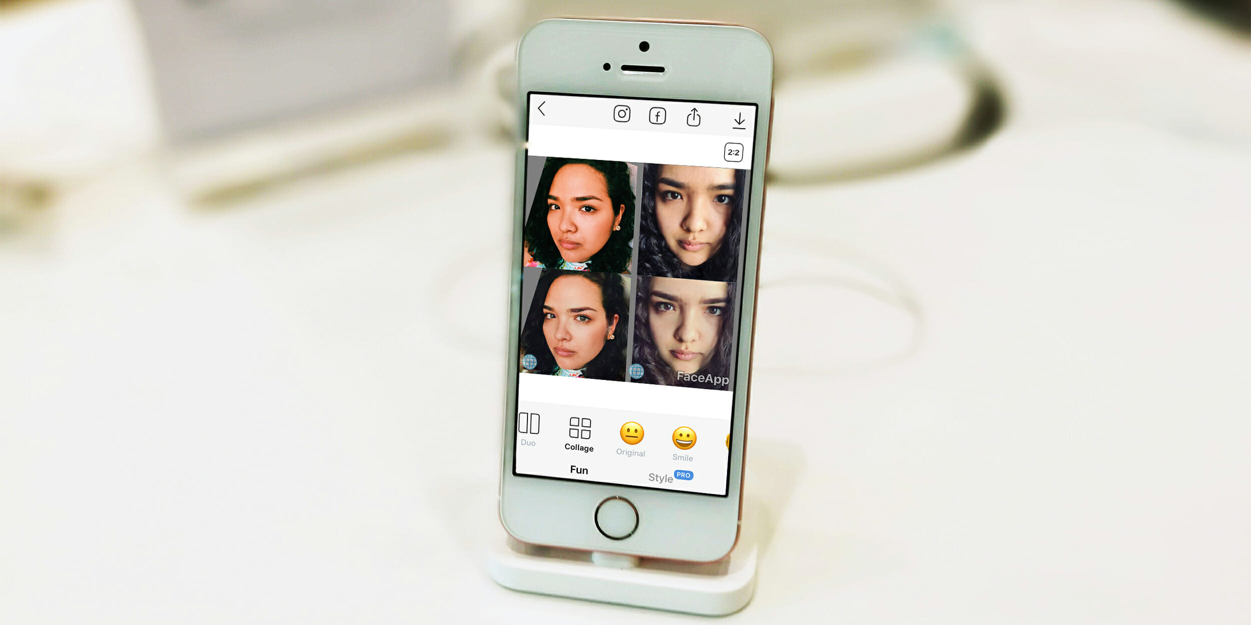 FaceApp photo with "white" filter on iPhone