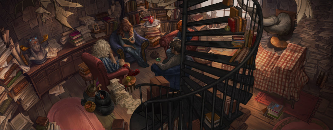 Harry and Luna meeting with Xenophilius Lovegood