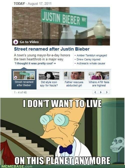 futurama memes : I don't want to live here anymore bieber