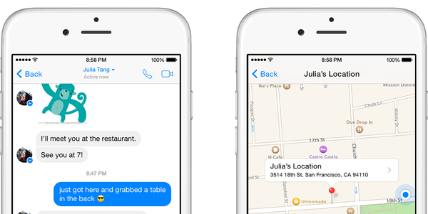 Facebook Messenger tips: location sharing on iPhone