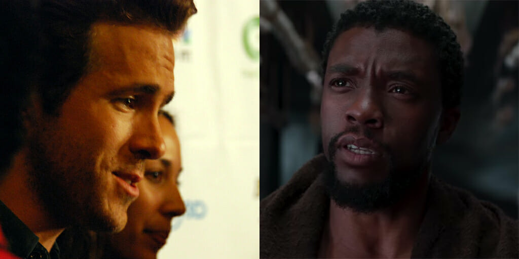 Ryan Reynolds premiere photo with screengrab from Black Panther