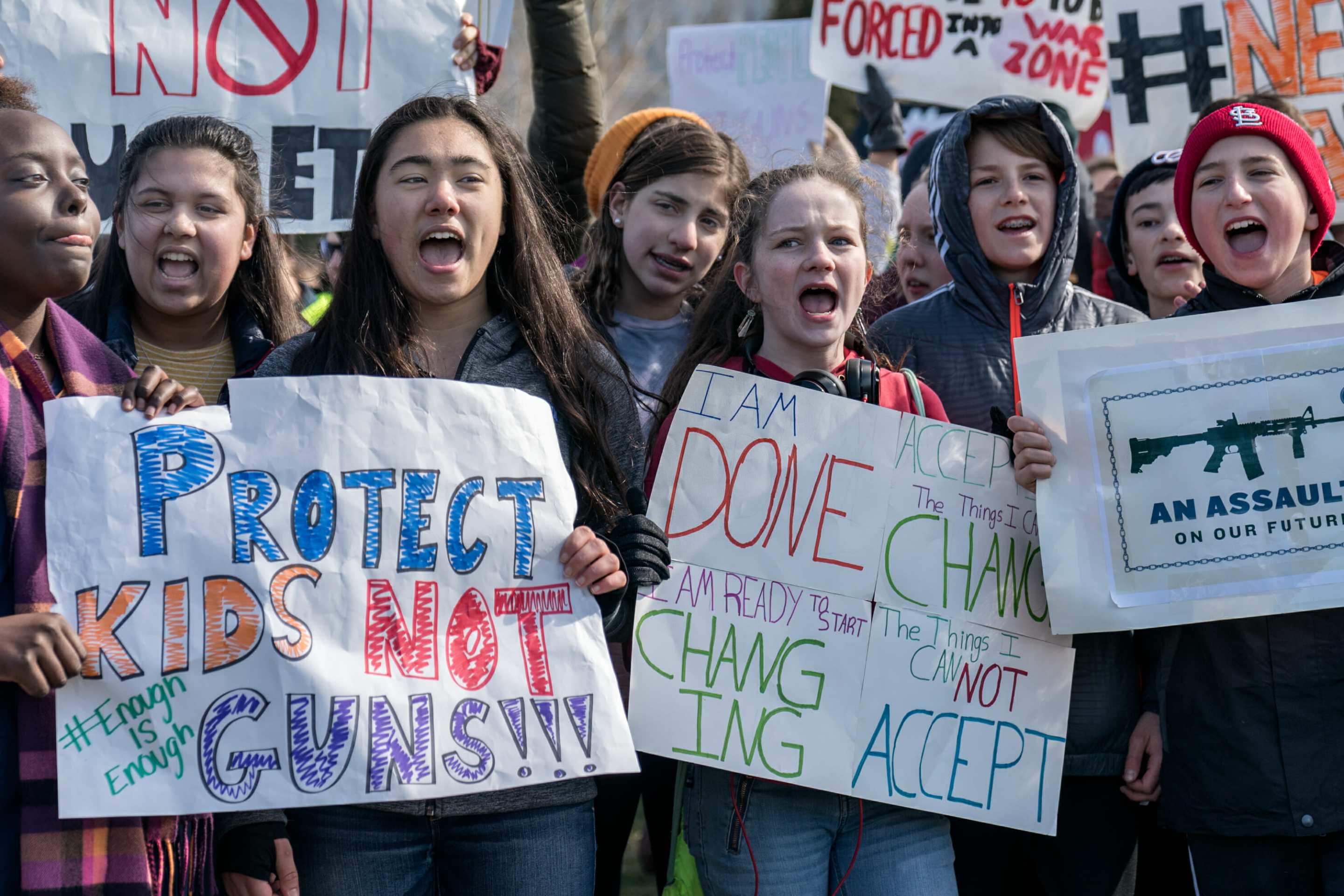 Students from Generation Z protest for gun control at the nation's capitol.