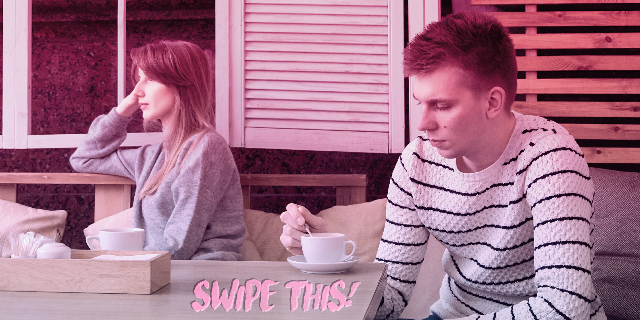 Tension between couple sitting in cafe