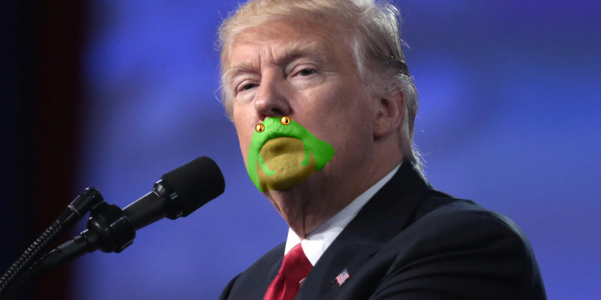 Donald Trump frog chin meme