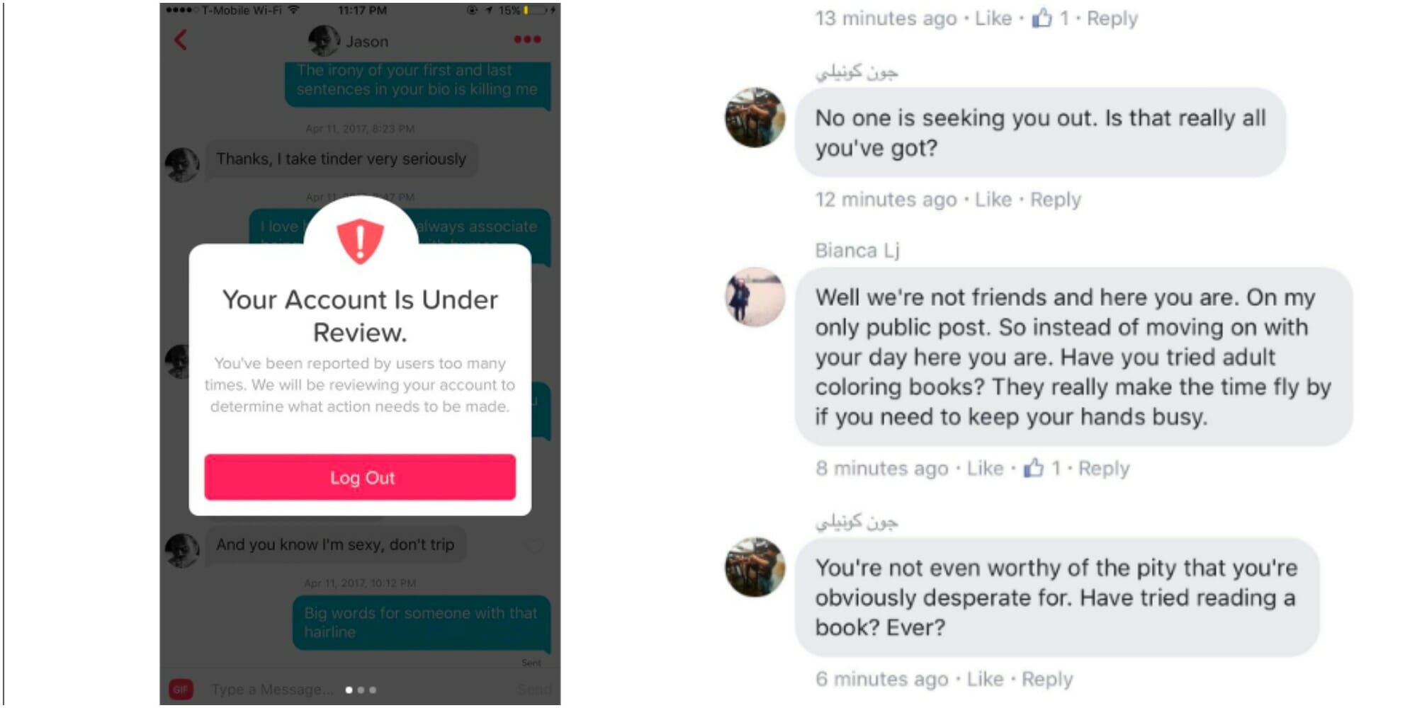 Tinder abuse whydidyouswiperighttho