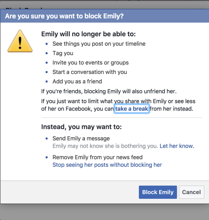how to block someone on facebook
