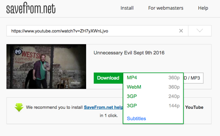 rip YouTube video: SaveFrom.Net