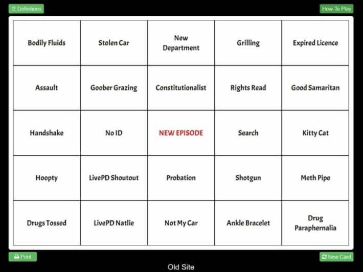 Live PD bingo