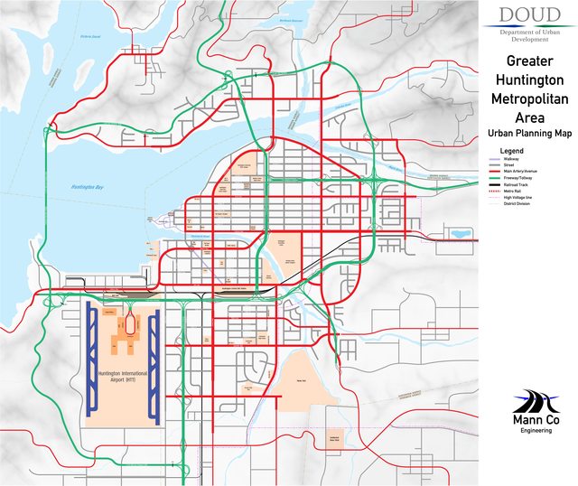 The city plan for Huntington City