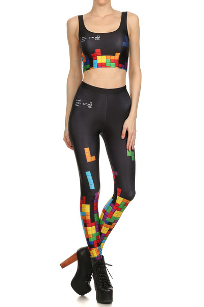 Leggings and crop top.