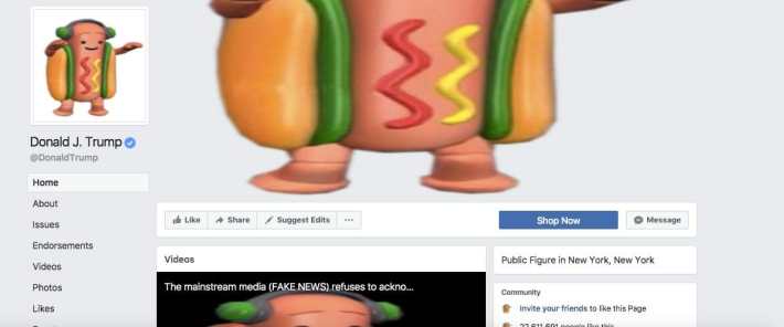 hotdog hell extension on trump's facebook