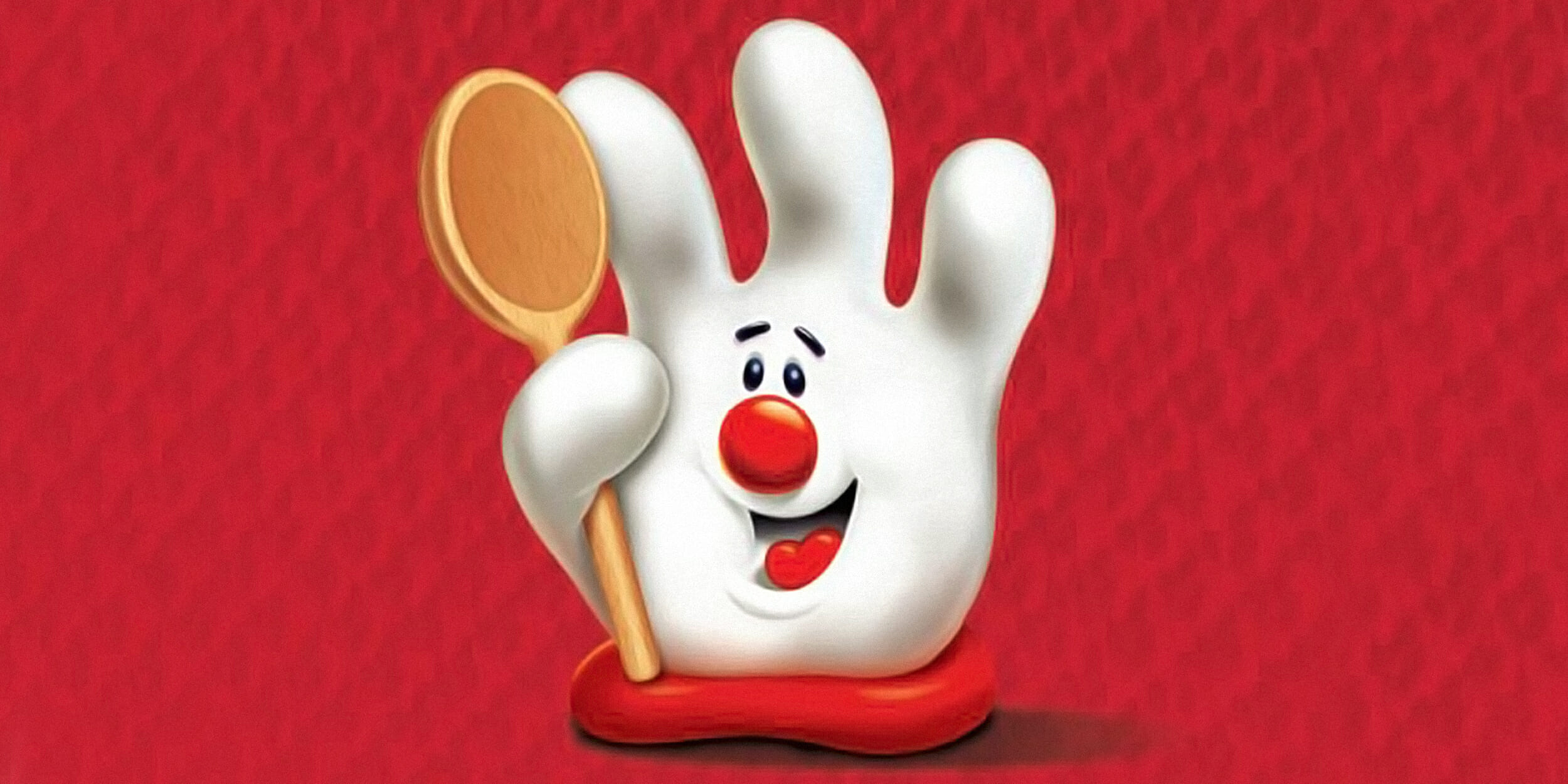 Hamburger Helper hand holding wooden spoon